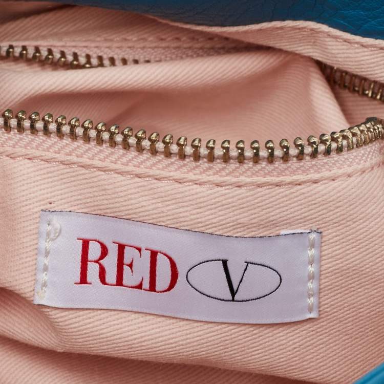 Pre Owned RED Valentino Blue Leather Bow Chain Clutch