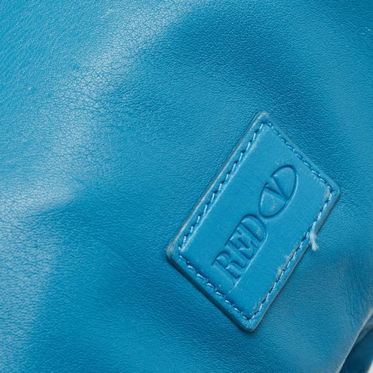 Pre Owned RED Valentino Blue Leather Bow Chain Clutch