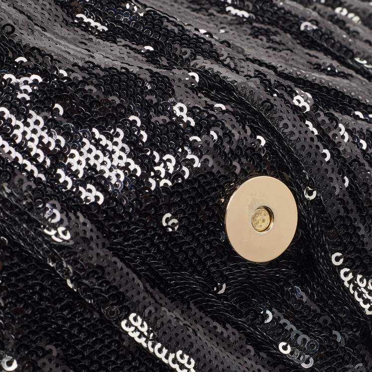 Pre Owned RED Valentino Black Sequins Bow Flap Shoulder Bag