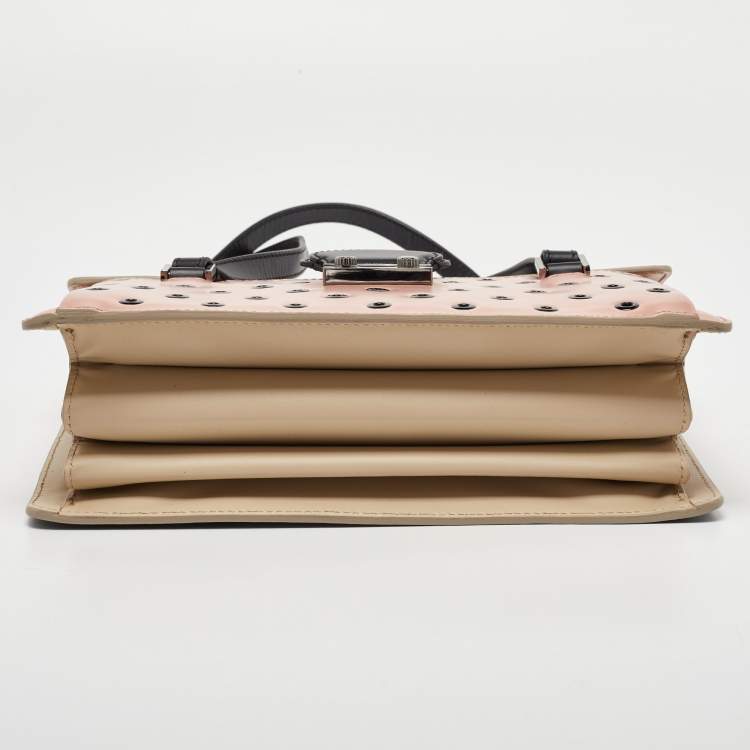 Pre Owned Red Valentino Pink/Black Leather Eyelet Shoulder Bag