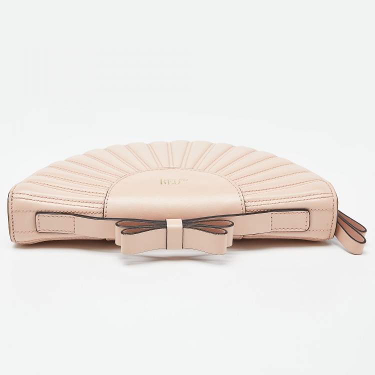 Pre Owned RED Valentino Peach Leather Bow Shell Clutch