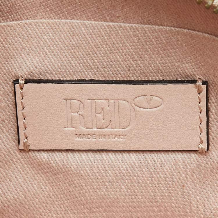 Pre Owned RED Valentino Peach Leather Bow Shell Clutch