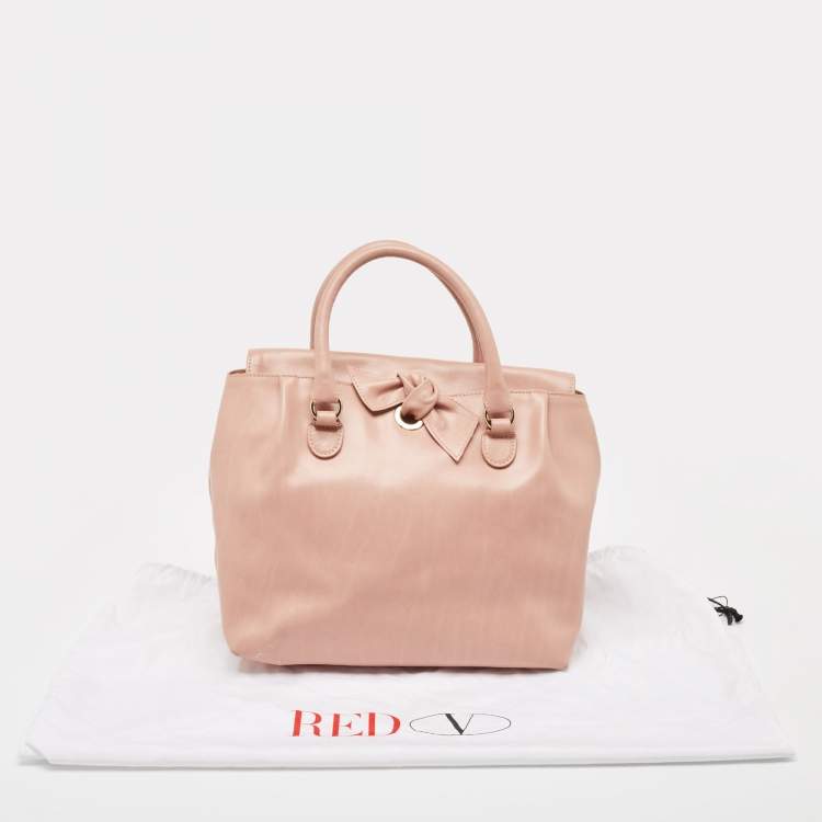 Pre Owned RED Valentino Old Rose Leather Bow Tote