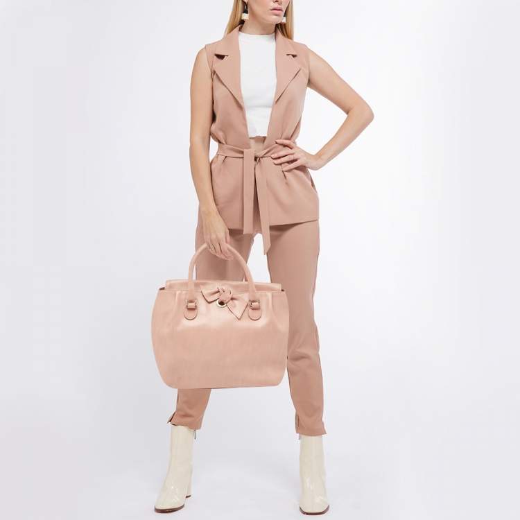 Pre Owned RED Valentino Old Rose Leather Bow Tote