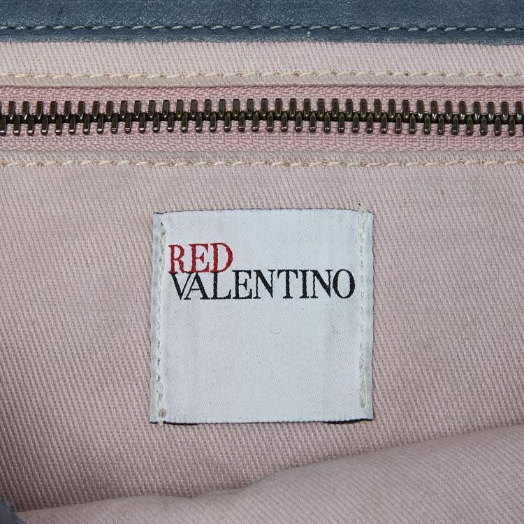 Pre Owned RED Valentino Blue Leather Bow Chain Clutch