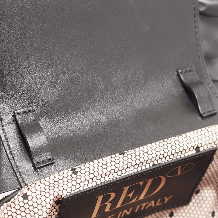 Pre Owned RED Valentino Black Leather Ruffle Convertible Belt Bag