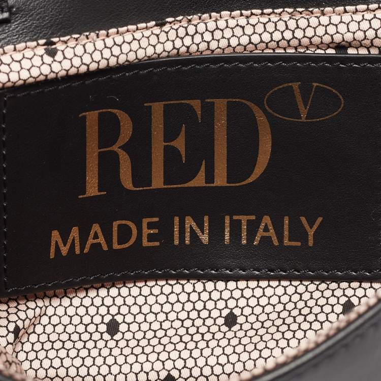 Pre Owned RED Valentino Black Leather Ruffle Convertible Belt Bag