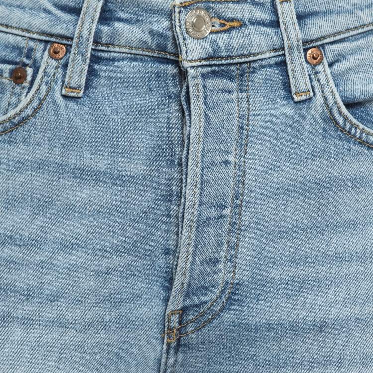 Pre Owned Re/Done Blue Ripped Denim Buttoned Jeans Waist 26''