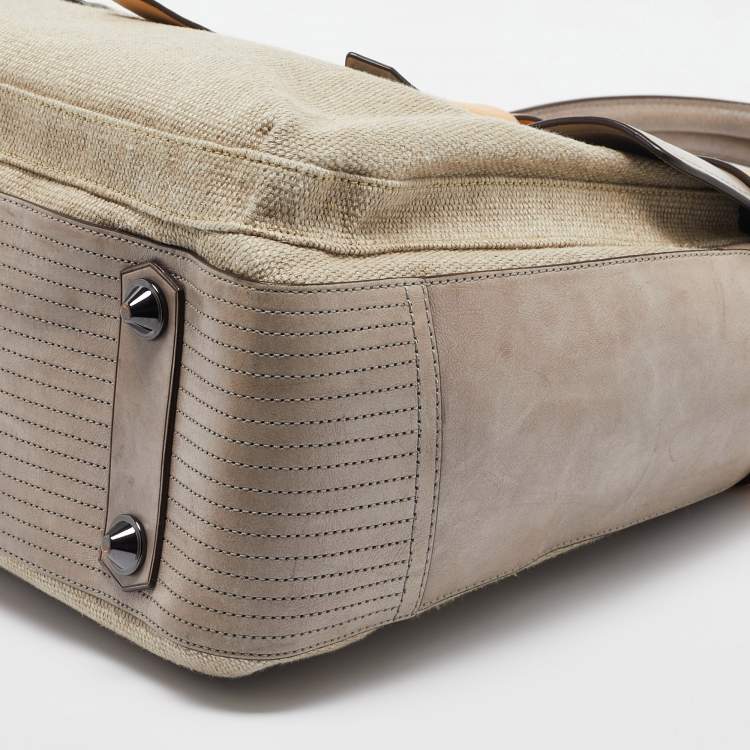 Pre Owned Reed Krakoff Tricolor Canvas and Leather Boxer Tote
