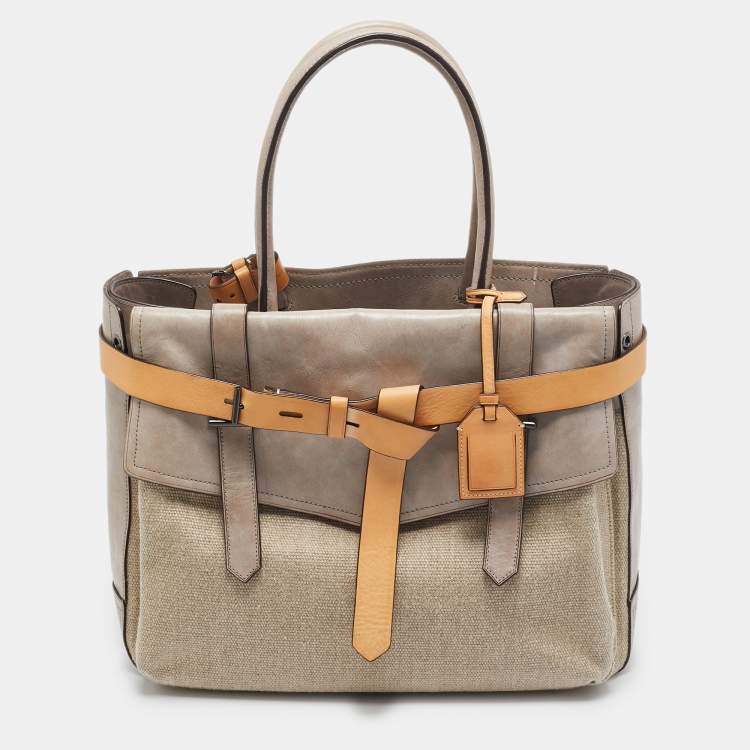 Pre Owned Reed Krakoff Tricolor Canvas and Leather Boxer Tote