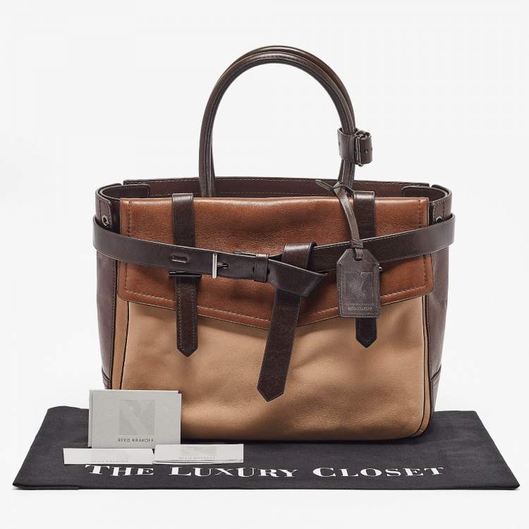 Pre Owned Reed Krakoff Tricolor Leather Gator Boxer II Tote