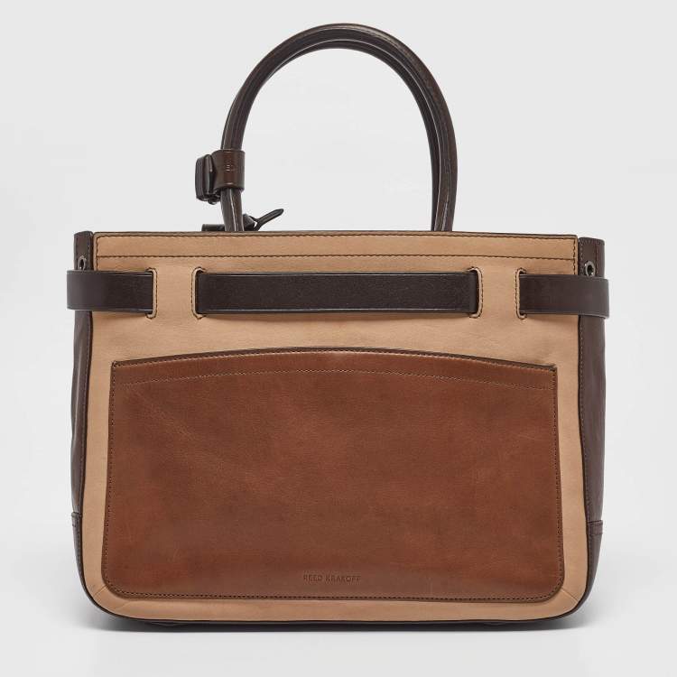 Pre Owned Reed Krakoff Tricolor Leather Gator Boxer II Tote