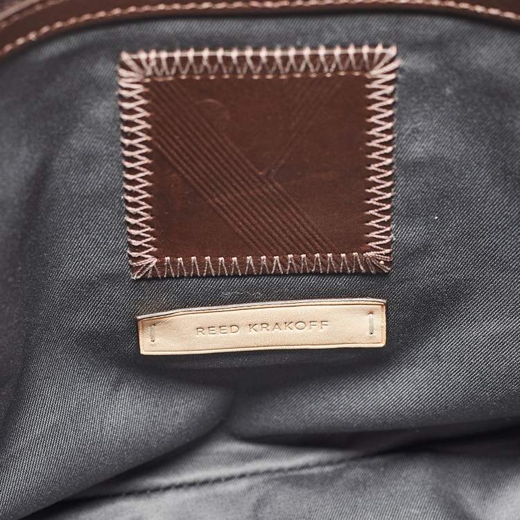 Pre Owned Reed Krakoff Tricolor Leather Gator Boxer II Tote