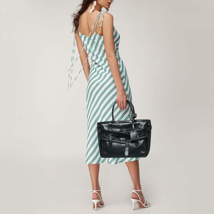 Pre Owned Reed Krakoff Black Leather Gator Boxer II Tote