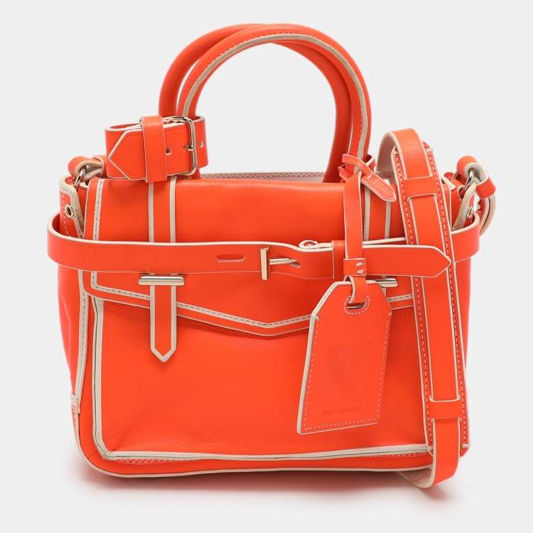 Pre Owned Reed Krakoff Neon Orange Leather Boxer Tote