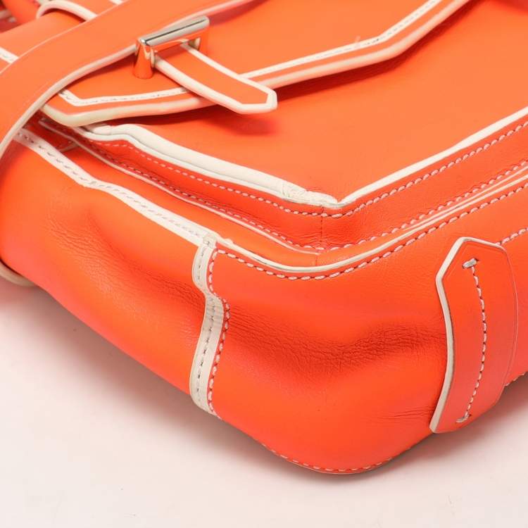 Pre Owned Reed Krakoff Neon Orange Leather Boxer Tote