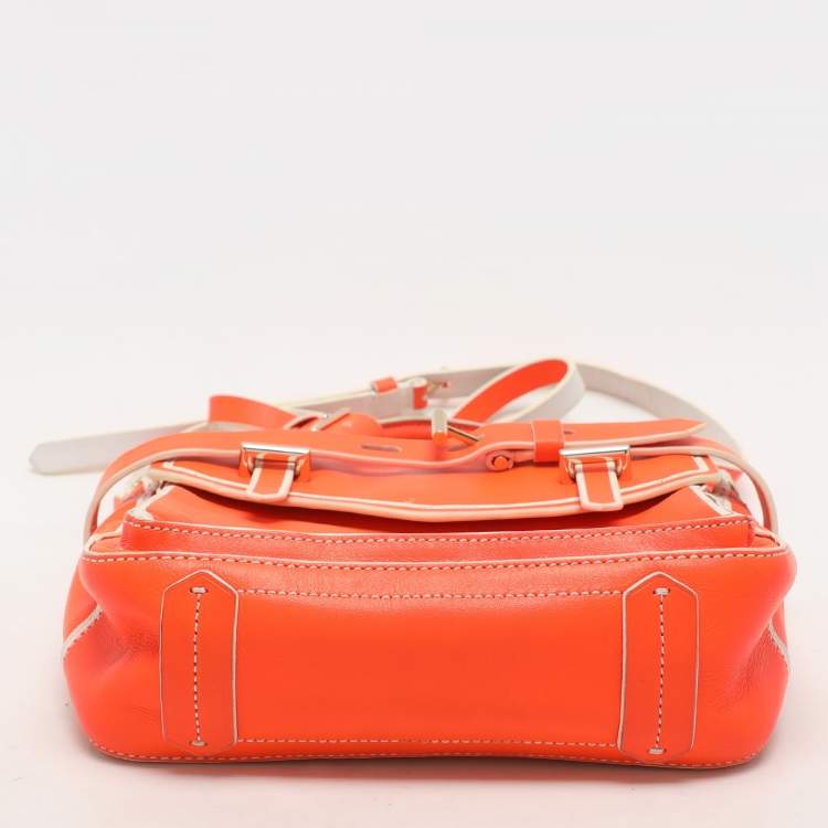 Pre Owned Reed Krakoff Neon Orange Leather Boxer Tote