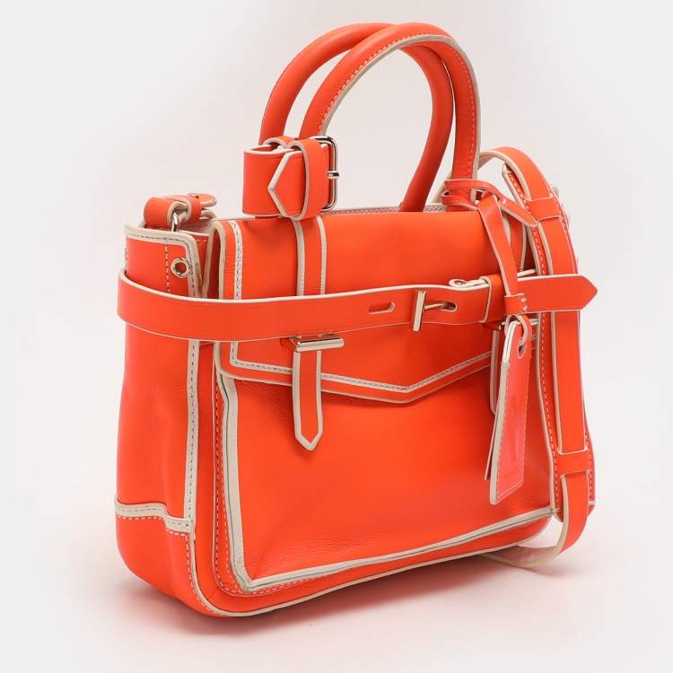 Pre Owned Reed Krakoff Neon Orange Leather Boxer Tote