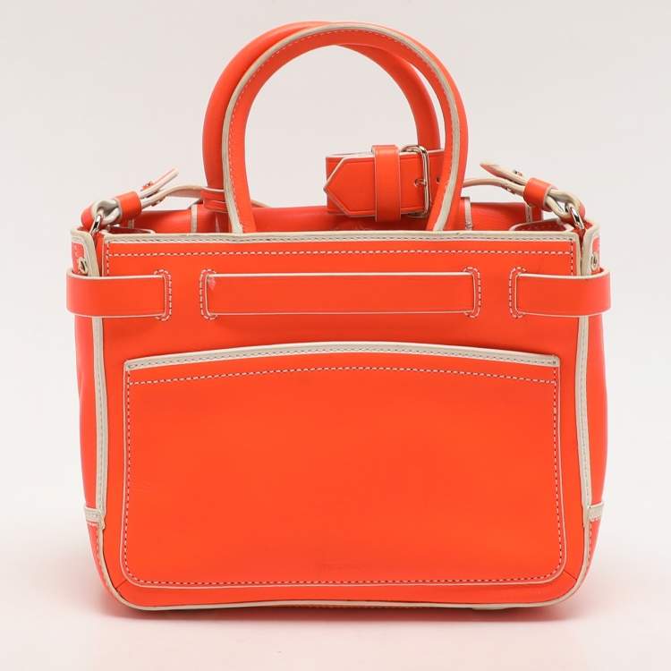 Pre Owned Reed Krakoff Neon Orange Leather Boxer Tote