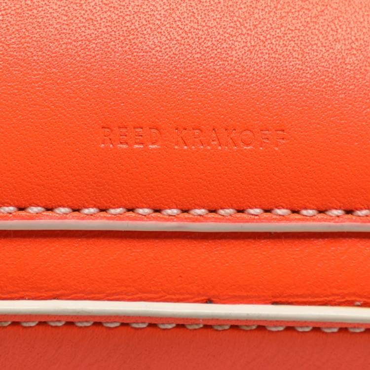 Pre Owned Reed Krakoff Neon Orange Leather Boxer Tote