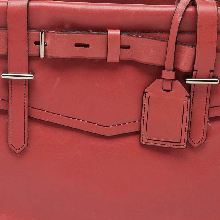 Pre Owned Reed Krakoff Red Leather Medium Boxer Tote