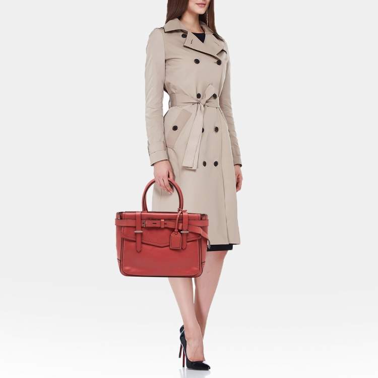Pre Owned Reed Krakoff Red Leather Medium Boxer Tote
