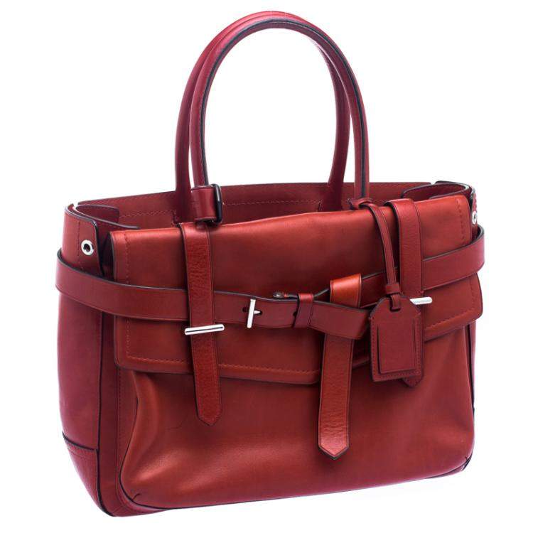 Pre Owned Reed Krakoff Red Leather Medium Boxer Tote