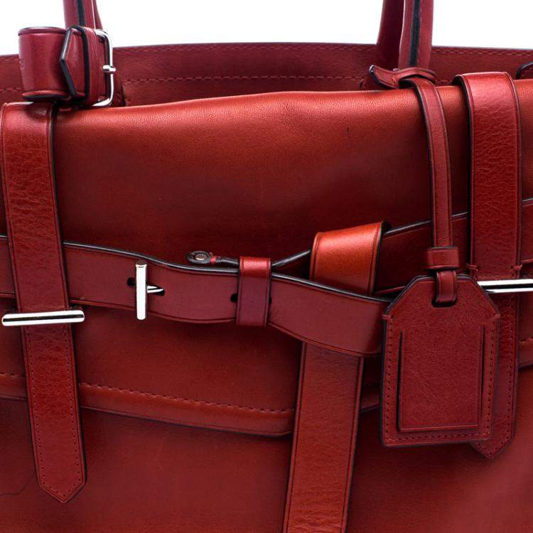 Pre Owned Reed Krakoff Red Leather Medium Boxer Tote