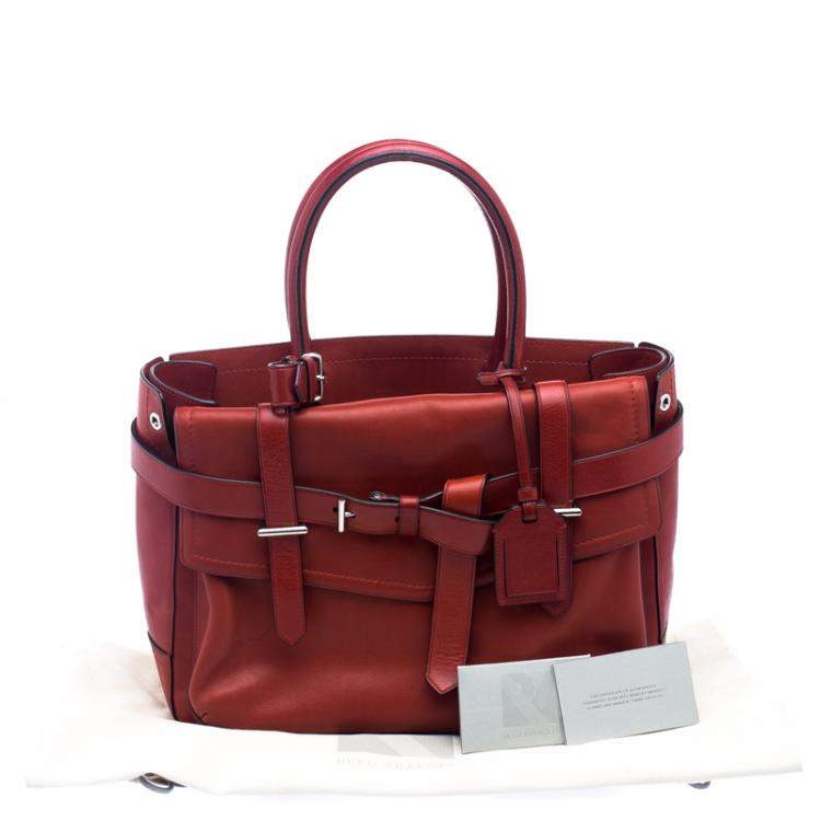 Pre Owned Reed Krakoff Red Leather Medium Boxer Tote