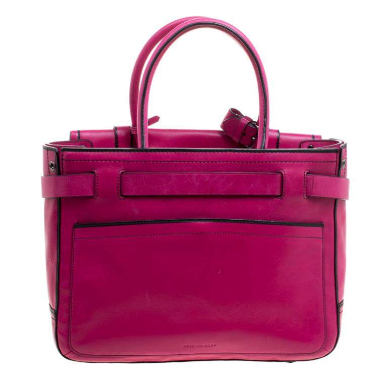 Pre Owned Reed Krakoff Magenta Leather Boxer Tote