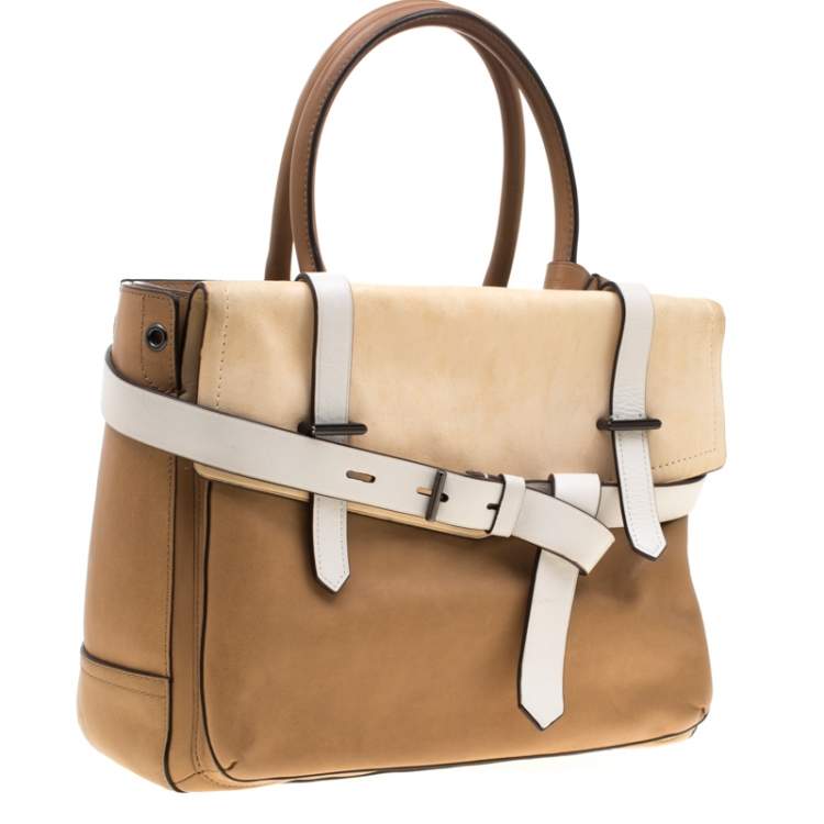 Pre Owned Reed Krakoff Brown/Beige Leather Boxer Tote