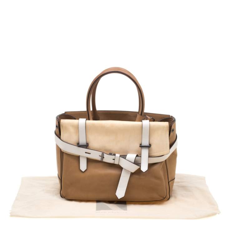 Pre Owned Reed Krakoff Brown/Beige Leather Boxer Tote