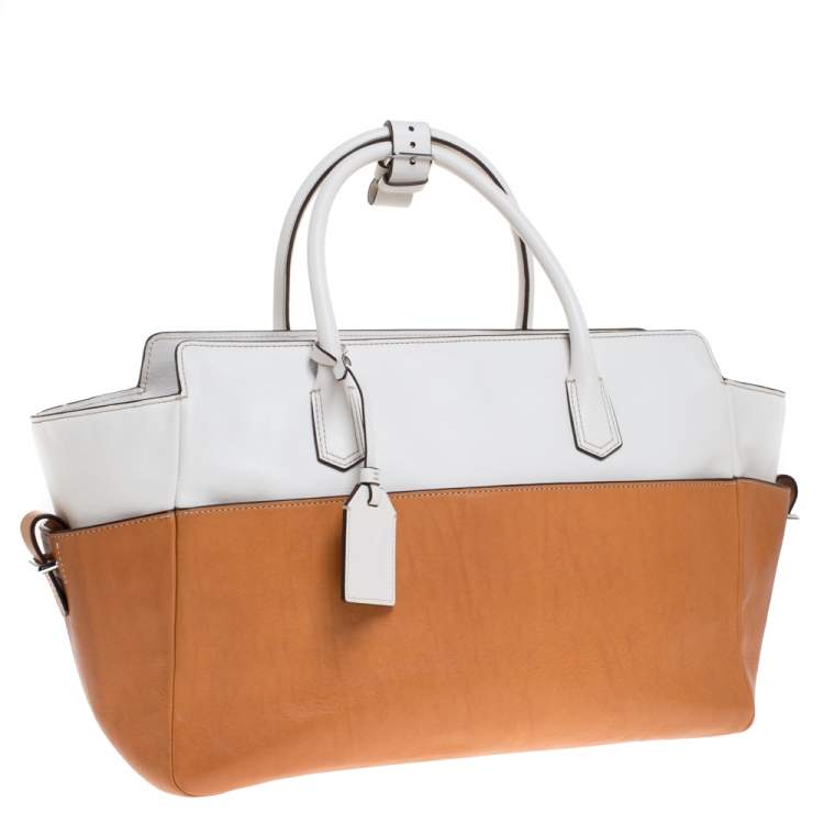 Pre Owned Reed Krakoff Tan/White Leather Atlantique Tote