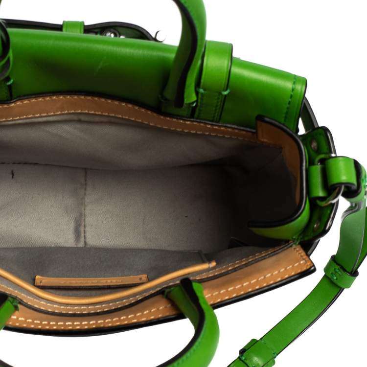 Pre Owned Reed Krakoff Lime Green/Black Leather Boxer Tote