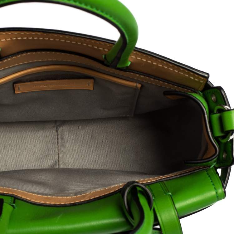 Pre Owned Reed Krakoff Lime Green/Black Leather Boxer Tote
