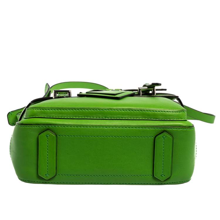 Pre Owned Reed Krakoff Lime Green/Black Leather Boxer Tote