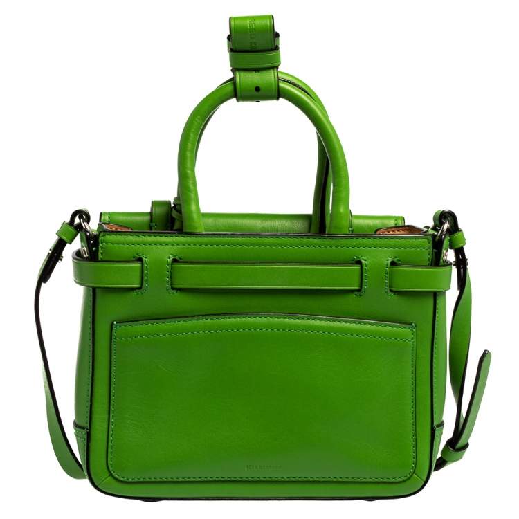 Pre Owned Reed Krakoff Lime Green/Black Leather Boxer Tote