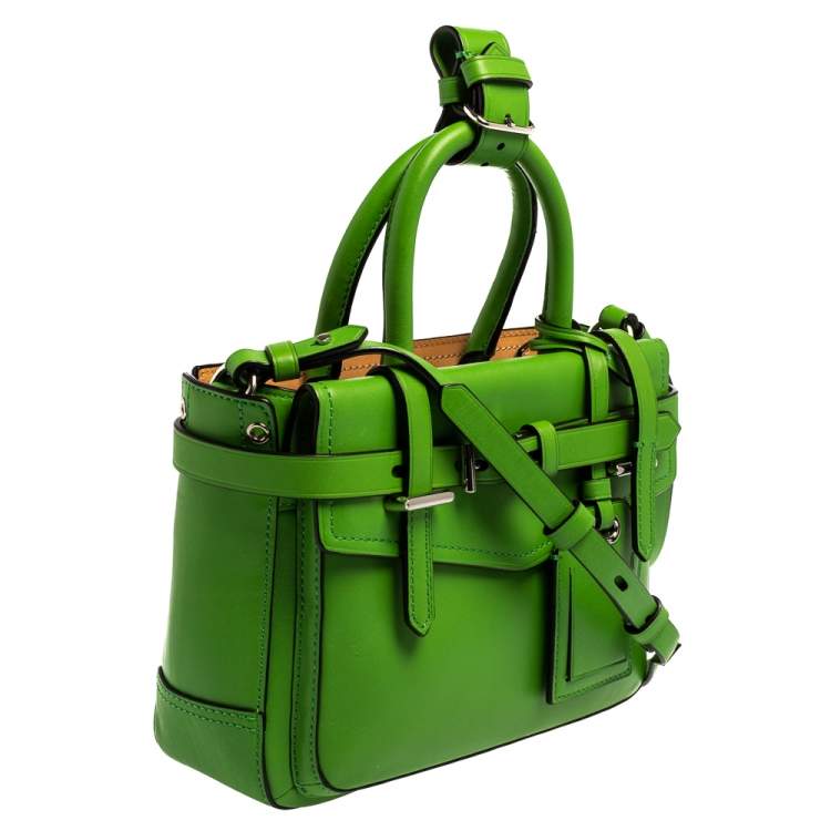 Pre Owned Reed Krakoff Lime Green/Black Leather Boxer Tote