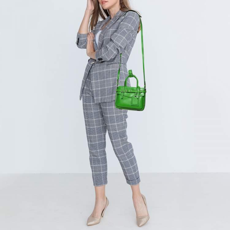 Pre Owned Reed Krakoff Lime Green/Black Leather Boxer Tote
