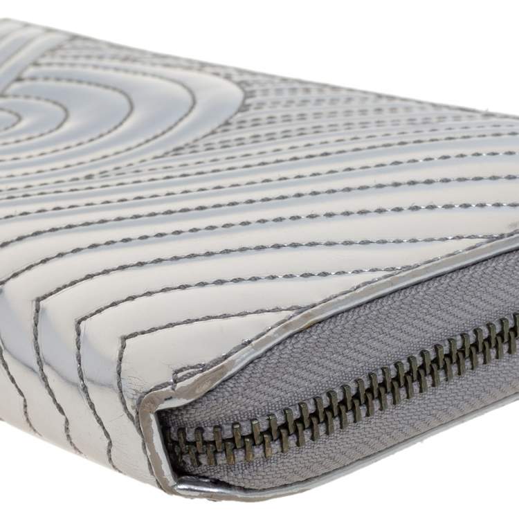 Pre Owned Reed Krakoff Silver Leather Zip Around Wallet