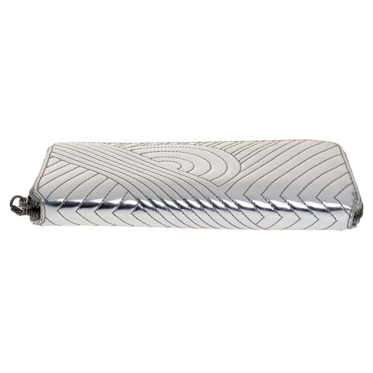 Pre Owned Reed Krakoff Silver Leather Zip Around Wallet