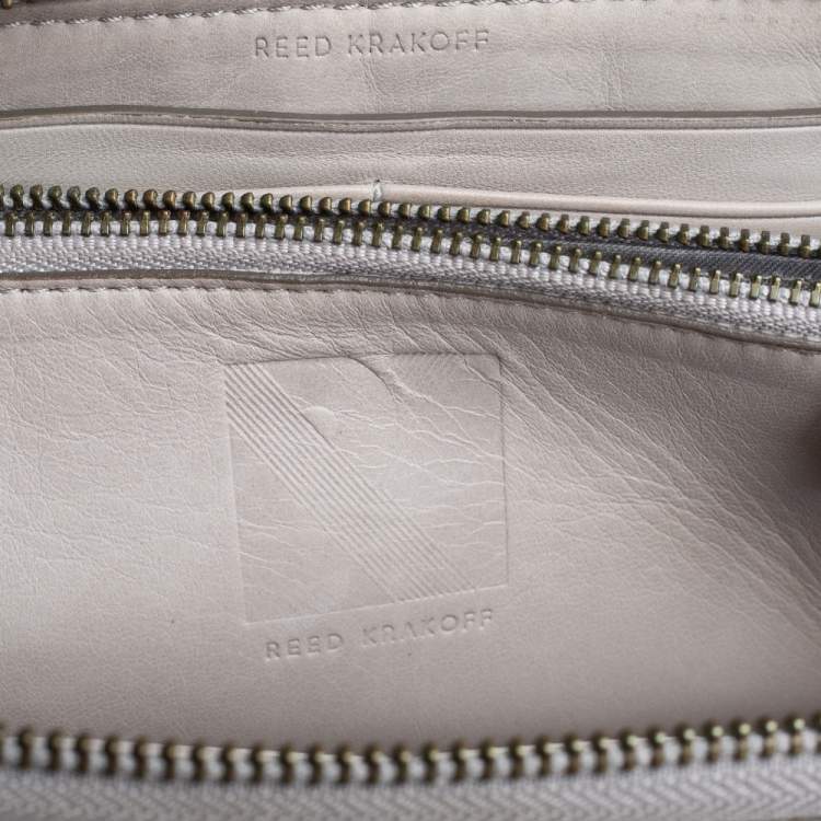 Pre Owned Reed Krakoff Silver Leather Zip Around Wallet