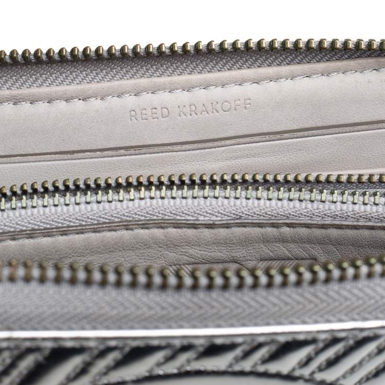 Pre Owned Reed Krakoff Silver Leather Zip Around Wallet