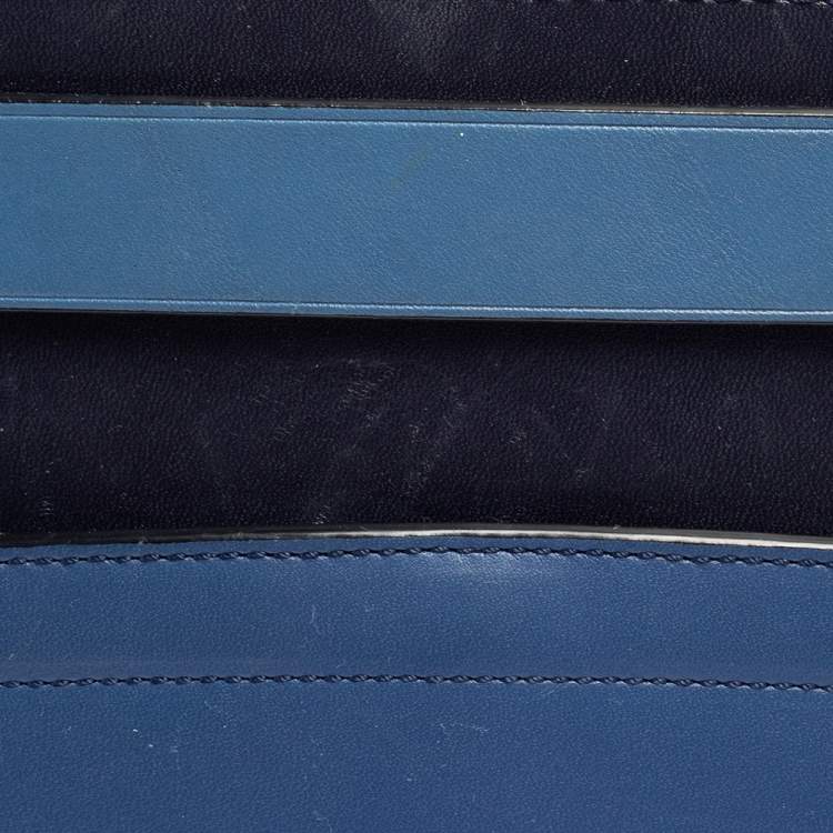 Pre Owned Reed Krakoff Two Tone Blue Leather Gator Boxer II Tote