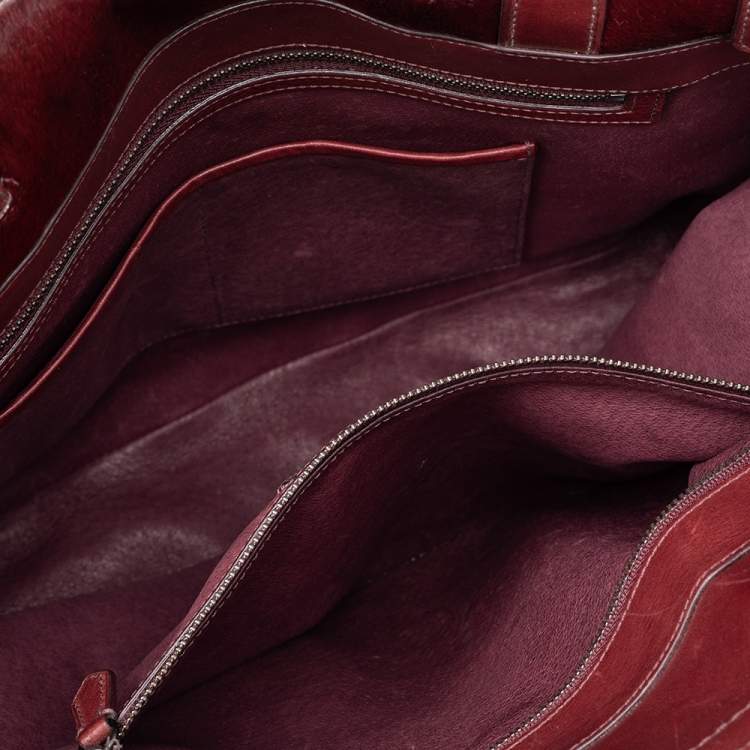 Pre Owned Reed Krakoff Burgundy Calf Hair And Leather Boxer Tote