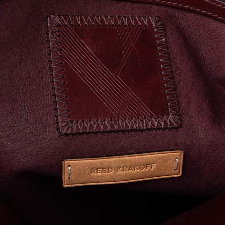 Pre Owned Reed Krakoff Burgundy Calf Hair And Leather Boxer Tote