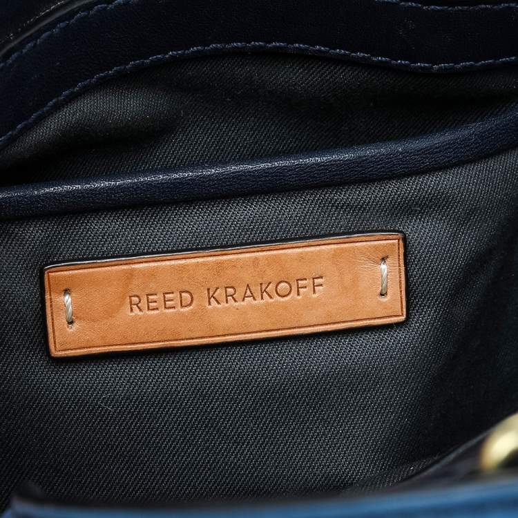 Pre Owned Reed Krakoff Two Tone Blue Leather Micro Boxer Tote