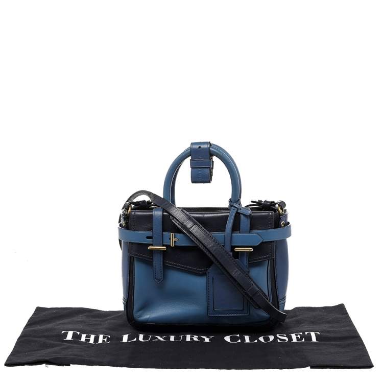 Pre Owned Reed Krakoff Two Tone Blue Leather Micro Boxer Tote