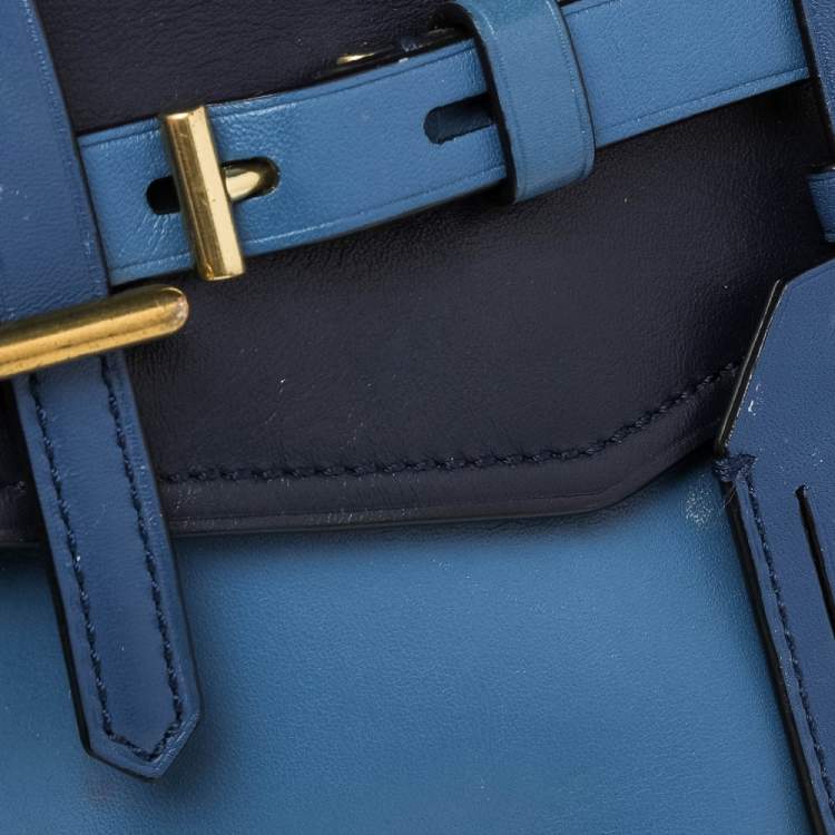 Pre Owned Reed Krakoff Two Tone Blue Leather Micro Boxer Tote