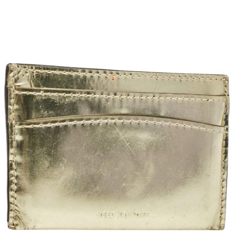 Pre Owned Reed Krakoff Metallic Gold Leather Card Holder